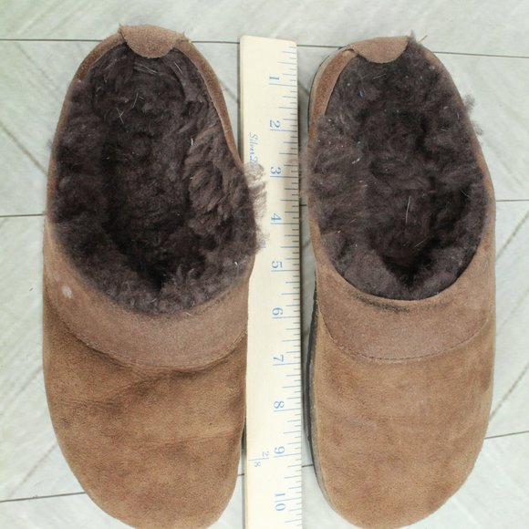 *LL Bean Brown Suede Slip-On Shearling Lined Clogs Slippers Size 10.5 Inches - Picture 6 of 9